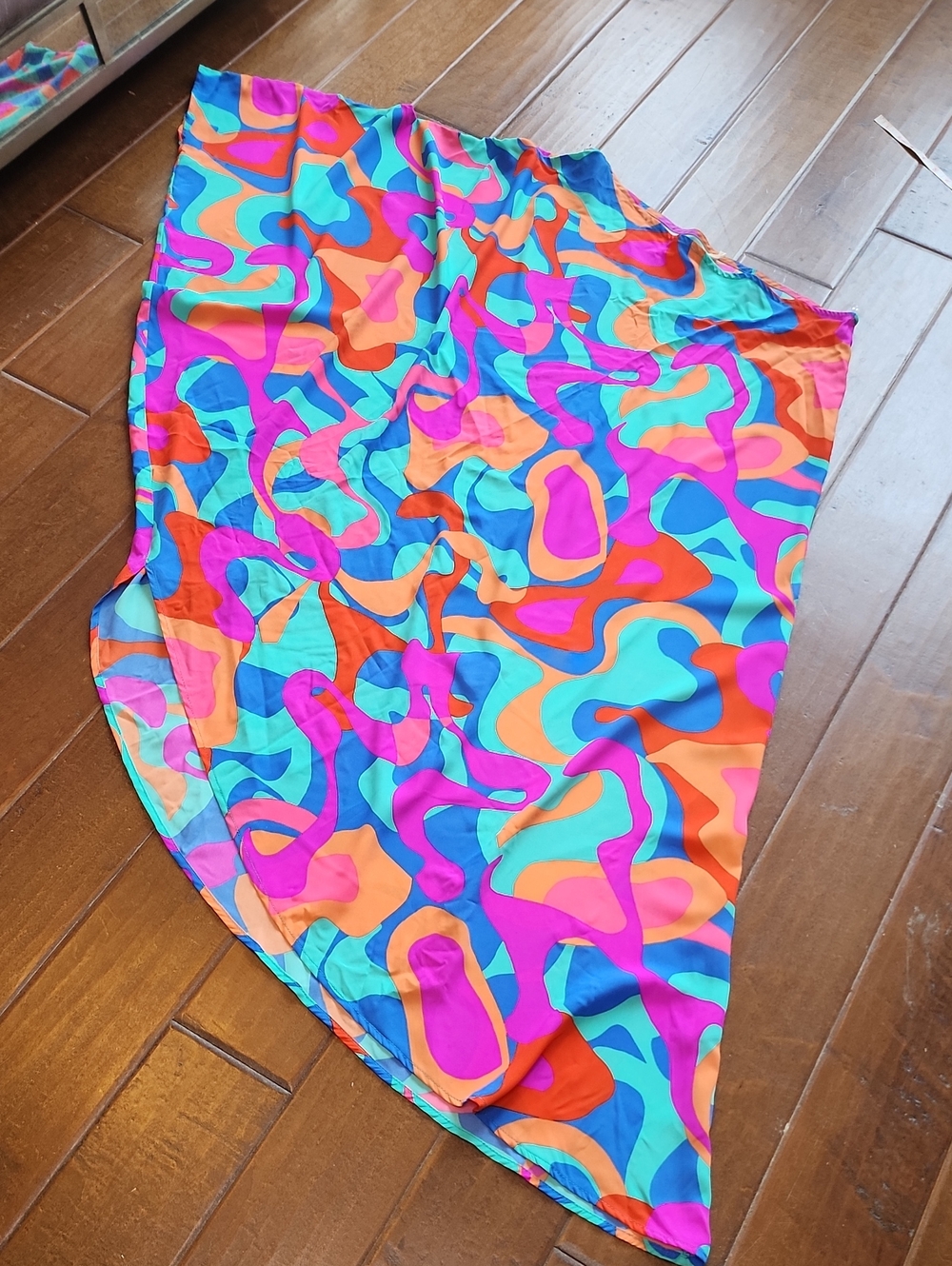 Tyche Womens One Shoulder Asymmetrical Dress Vibrant Turquoise Fuschia Orange - Picture 10 of 11